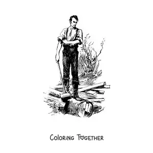 Coloring page of Abraham Lincoln chopping a tree
