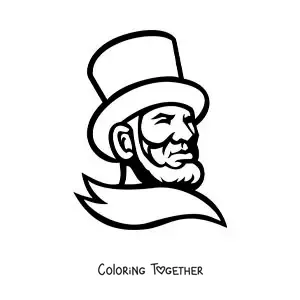 Coloring page of Abraham Lincoln made easy with a hat