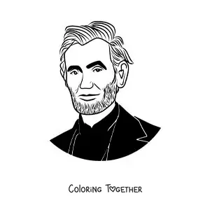 Coloring page of the face of President Lincoln