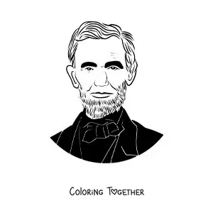 Coloring page of a portrait of Abraham Lincoln