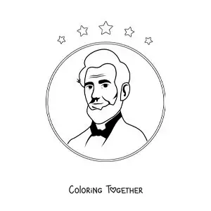 Coloring page of Abraham Lincoln with stars