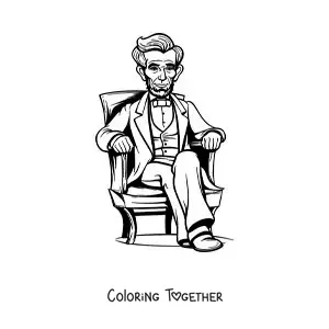 Coloring page of Abraham Lincoln sitting down