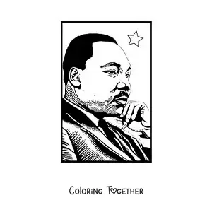 Coloring page of a portrait of Martin Luther King