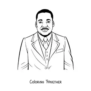 Coloring page of cartoon Martin Luther King Jr made easy