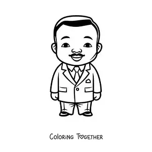 Coloring page of kawaii Martin Luther King Jr
