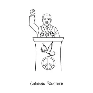 Coloring page of cartoon Martin Luther King in his I have a dream speech