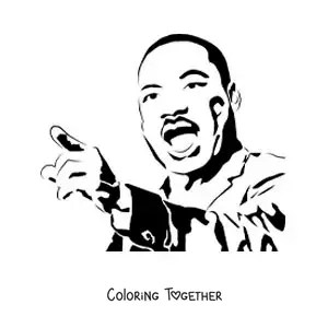 Coloring page of Martin Luther King speaking