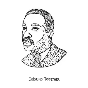 Coloring page of a Martin Luther King cartoon
