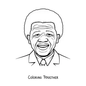 Coloring page of an easy portrait of Nelson Mandela