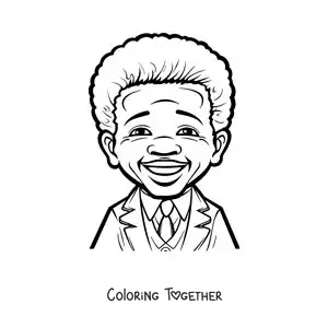 Coloring page of a Nelson Mandela cartoon