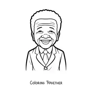 Coloring page of cartoon Nelson Mandela