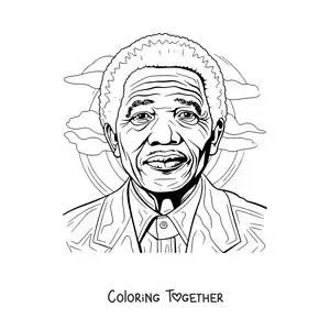 Coloring page of a portrait of Nelson Mandela