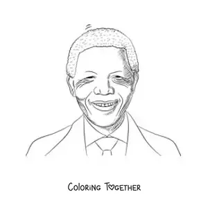 Coloring page of Nelson Mandela smiling