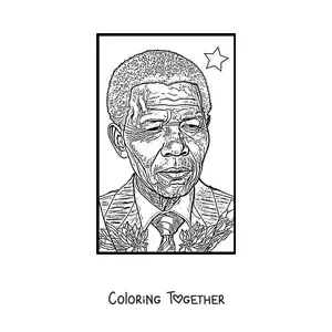 Coloring page of the face of Nelson Mandela