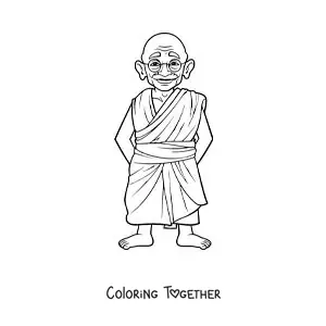 Coloring page of cartoon Mahatma Gandhi