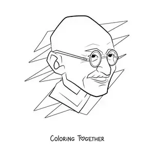 Coloring page of an easy portrait of Mahatma Gandhi