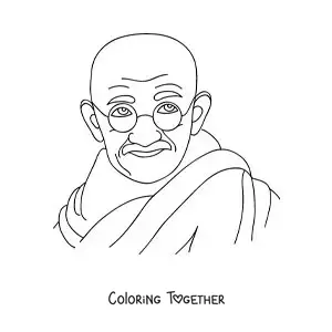 Coloring page of a portrait of Mahatma Gandhi