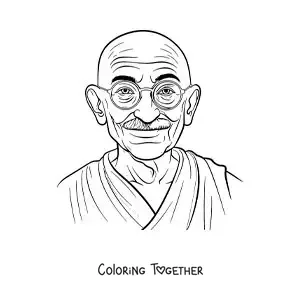 Coloring page of Mahatma Gandhi smiling