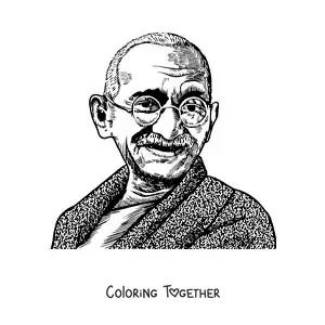 Coloring page of the face of Mahatma Gandhi