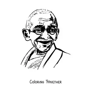 Coloring page of the face of Gandhi