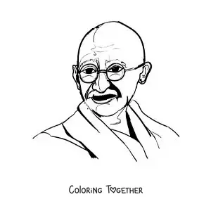Coloring page of Mahatma Gandhi made easy