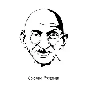 Coloring page of the face of Gandhi made easy
