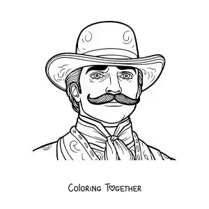Coloring page of cartoon Emiliano Zapata with a hat