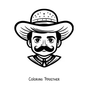 Coloring page of cartoon Emiliano Zapata made easy