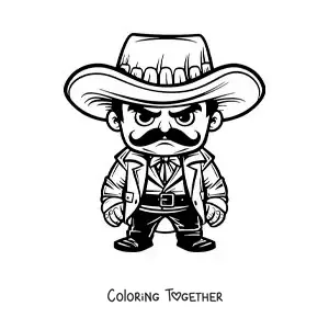 Coloring page of an Emiliano Zapata cartoon