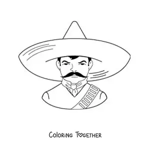 Coloring page of cartoon Emiliano Zapata