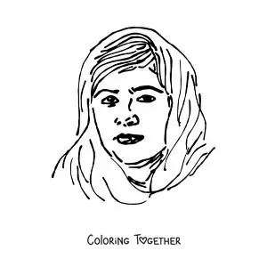 Coloring page of Malala Yousafzai