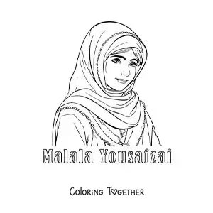 Coloring page of cartoon Malala Yousafzai