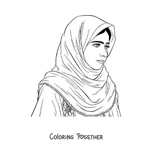 Coloring page of an easy portrait of Malala Yousafzai