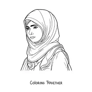 Coloring page of cartoon Malala, the Nobel Peace Prize winner