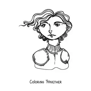 Coloring page of an easy cartoon of Joan of Arc