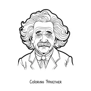 Coloring page of a cartoon of Albert Einstein
