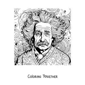 Coloring page of a funny portrait of Albert Einstein