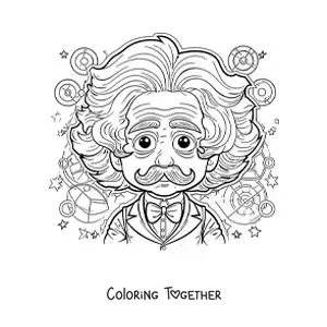 Coloring page of cartoon Albert Einstein for kids