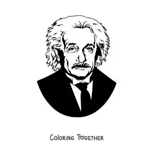 Coloring page of a portrait of Albert Einstein