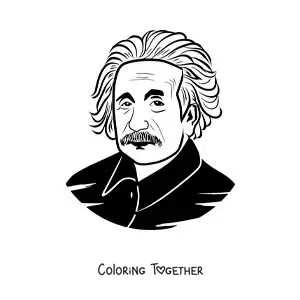 Coloring page of an easy portrait of Albert Einstein