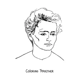 Coloring page of a portrait of Marie Curie