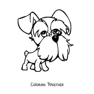 Coloring page of a cartoon schnauzer
