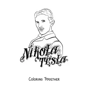 Coloring page of Nikola Tesla with his name