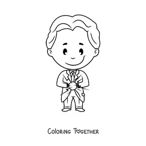 Coloring page of a children's cartoon of Nikola Tesla
