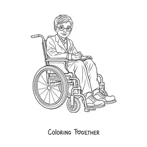Coloring page of cartoon Stephen Hawking