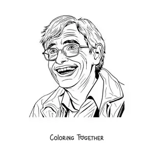 Coloring page of young Stephen Hawking