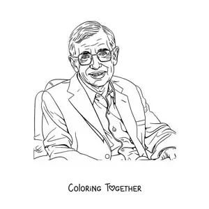 Coloring page of a portrait of Stephen Hawking