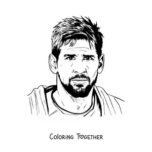 Coloring page of a portrait of Lionel Messi