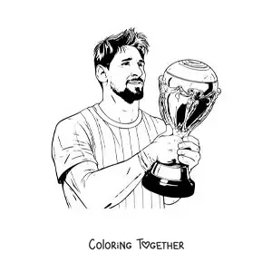 Coloring page of Lionel Messi world champion