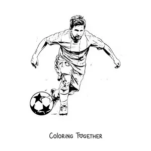Coloring page of Lionel Messi in a soccer match
